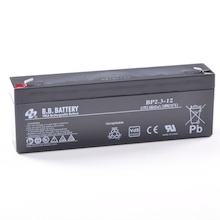 12V 2.3Ah Batteria, Batteria Piombo-Acido (AGM), B.B. Battery BP2.3-12, VdS, 178x34x60 (LxLAxA), Terminale T1 Faston 187 (4,75 mm)