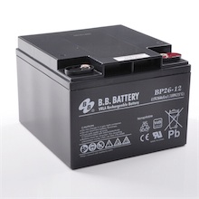 12V 26Ah Batteria, Batteria Piombo-Acido (AGM), B.B. Battery BP26-12, VdS, 175x166x123 (LxLAxA), Terminale I1 (Inserisci femmina M5)