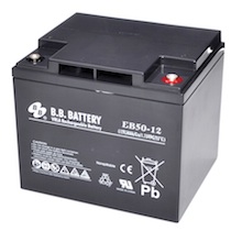 12V 50Ah Batteria, Batteria Piombo-Acido (AGM), B.B. Battery EB50-12, 197x165x171 (LxLAxA), Terminale I2 (inserisci femmina M6)