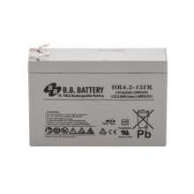 12V 4.2Ah Batteria, Batteria Piombo-Acido (AGM), B.B. Battery HR4.2-12FR, VdS, difficilmente infiammabile, 140x39x100 (lxbxh), Pol T2 Faston 250 (6,3 mm)