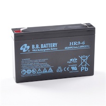 6V 9Ah Batteria, Batteria Piombo-Acido (AGM), B.B. Battery HR9-6, 151x34x94 (LxLAxA), Terminale T2 Faston 250 (6,3 mm)