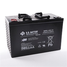 12V 110Ah Batteria, Batteria Piombo-Acido (AGM), B.B. Battery MPL110-12 H, 330x173x212 (LxLAxA), Terminale I2 (inserisci femmina M6)