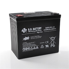 12V 55Ah Batteria, Batteria Piombo-Acido (AGM), B.B. Battery MPL55-12, 228x139x200 (LxLAxA), Terminale I2 (inserisci femmina M6)