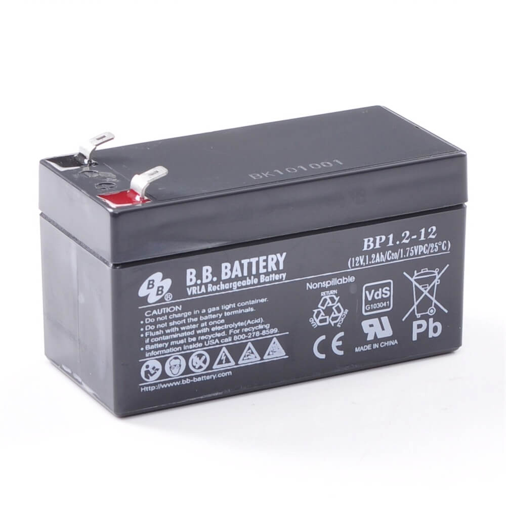 12V 1.2Ah Batteria, Batteria Piombo-Acido (AGM), B.B. Battery BP1.2-12,  VdS, 97x45x50 (LxLAxA)