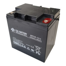 12V 28Ah Batteria, Batteria Piombo-Acido (AGM), B.B. Battery BP28-12D, 165x125x175 (LxLAxA), Terminale I1 (Inserisci femmina M5)