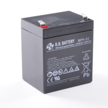 12V 5Ah Batteria, Batteria Piombo-Acido (AGM), B.B. Battery BP5-12, 90x70x102 (LxLAxA), Terminale T2 Faston 250 (6,3 mm)