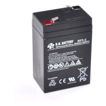 6V 5Ah Batteria, Batteria Piombo-Acido (AGM), B.B. Battery BP5-6, 70x48x102 (LxLAxA), Terminale T1 Faston 187 (4,75 mm)