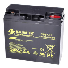 12V 17Ah Batteria, Batteria Piombo-Acido (AGM), B.B. Battery EP17-12, 181x76x166 (LxLAxA), Terminale I1 (Inserisci femmina M5)