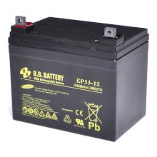 12V 33Ah Batteria, Batteria Piombo-Acido (AGM), B.B. Battery EP33-12, 195x129x155 (LxLAxA), Terminale B7 (vite M6), Standard Type