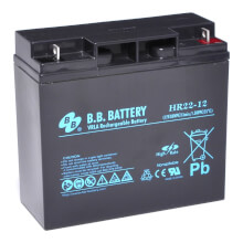 12V 22Ah Batteria, Batteria Piombo-Acido (AGM), B.B. Battery HR22-12, 181x76x166 (LxLAxA), Terminale B1 (vite M5)