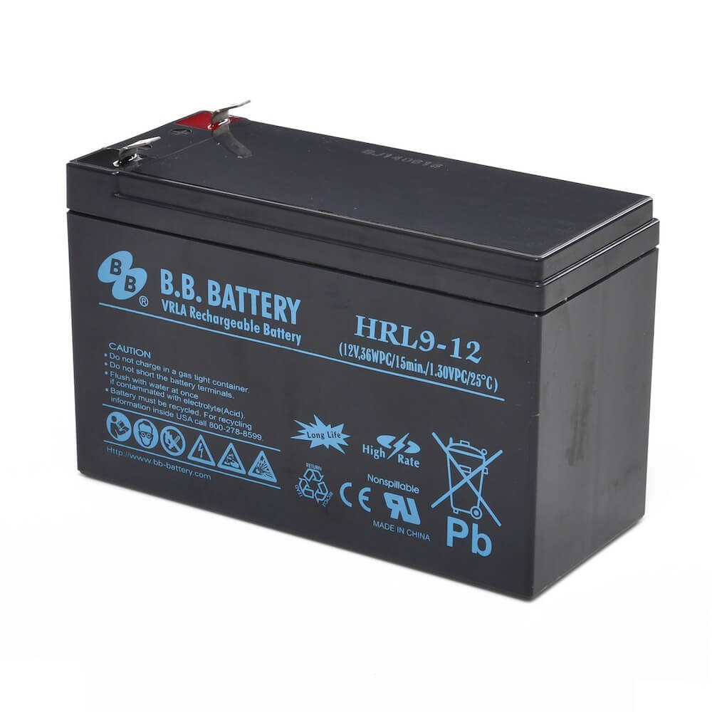 12V 9Ah Batteria, Batteria Piombo-Acido (AGM), B.B. Battery HRL9-12,  151x65x94 (LxLAxA), Terminale T2 Faston