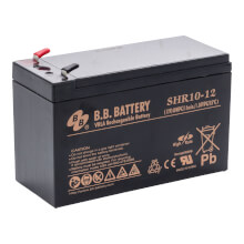 12V 10Ah Akku, AGM Bleiakku, B.B. Battery SHR10-12, 151x65x94 (lxbxh), Pol T2 Faston 250 (6,3 mm)